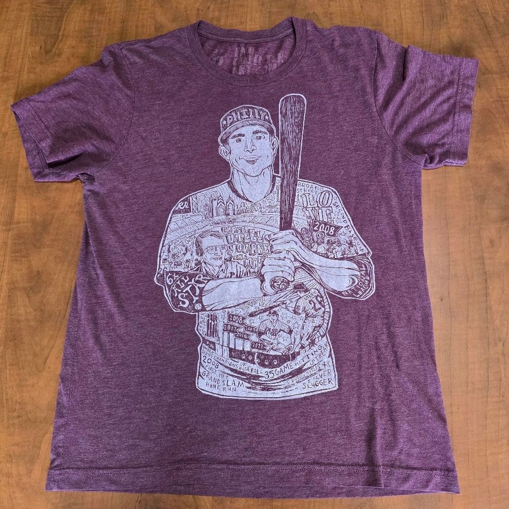 Paul Carpenter Art Con Chase Utley Philadelphia Phillies Career Stats Tee S